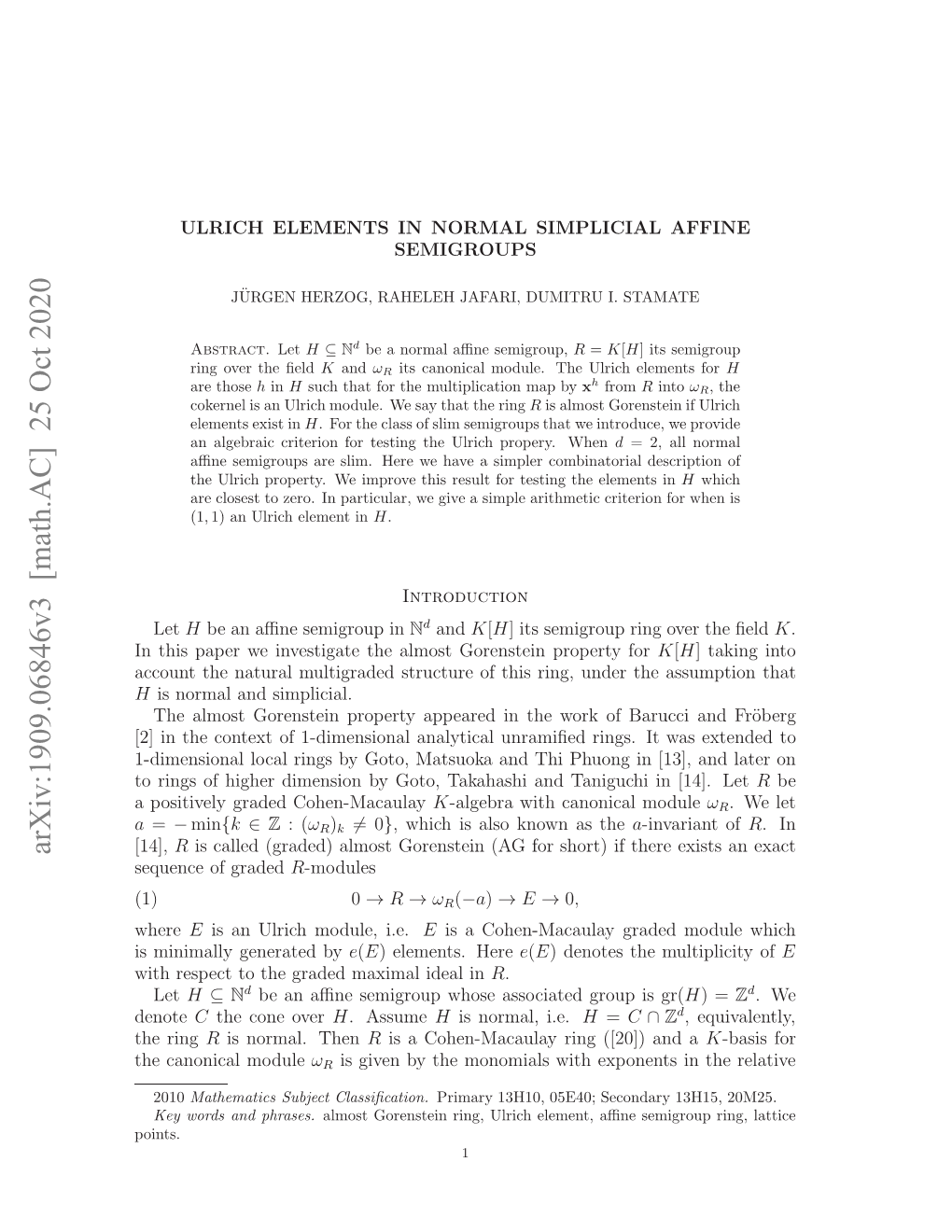 Arxiv:1909.06846V3 [Math.AC] 25 Oct 2020 Ihrsett H Rddmxmlielin Ideal Maximal Graded the to Respect with Points