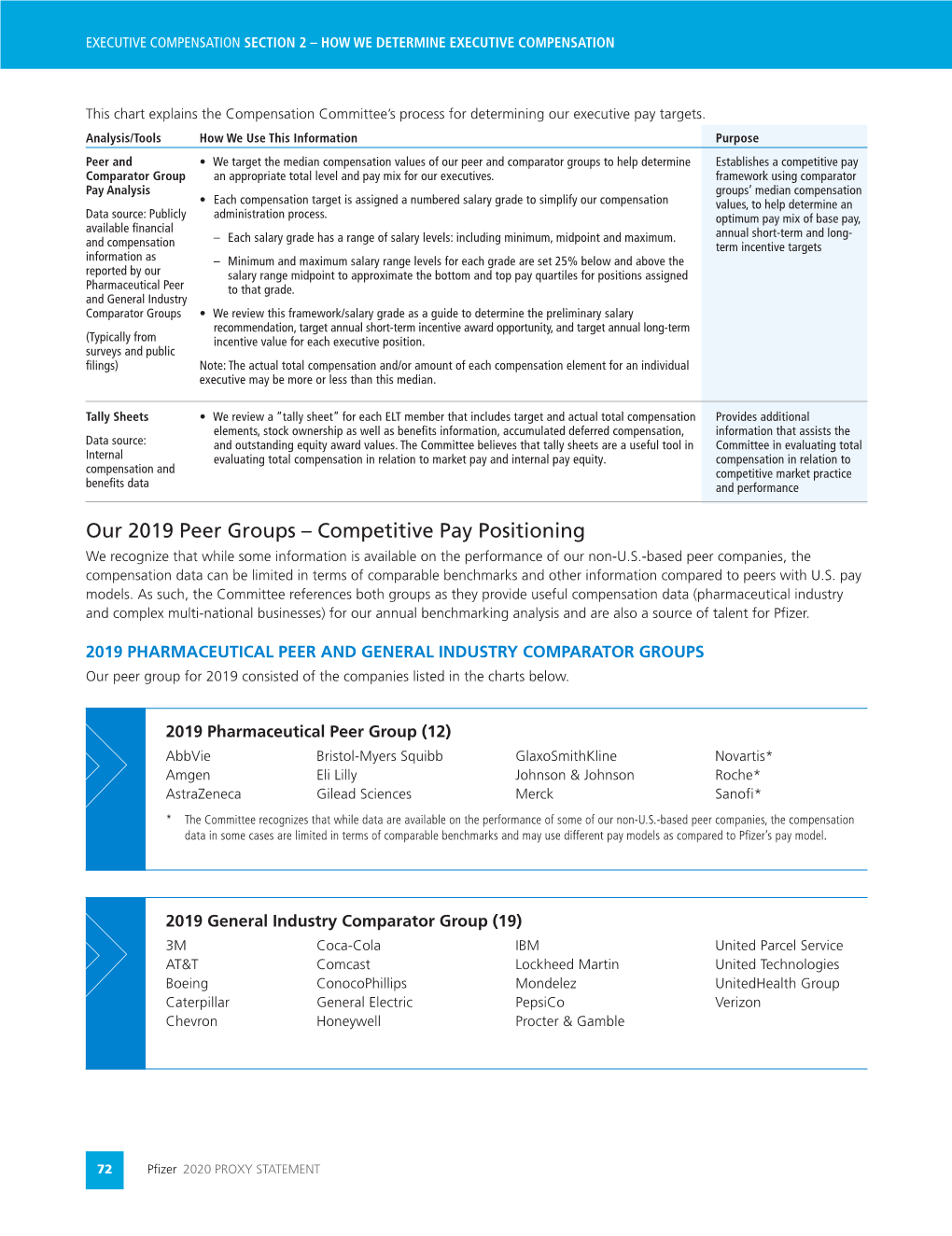 Our 2019 Peer Groups – Competitive Pay Positioning