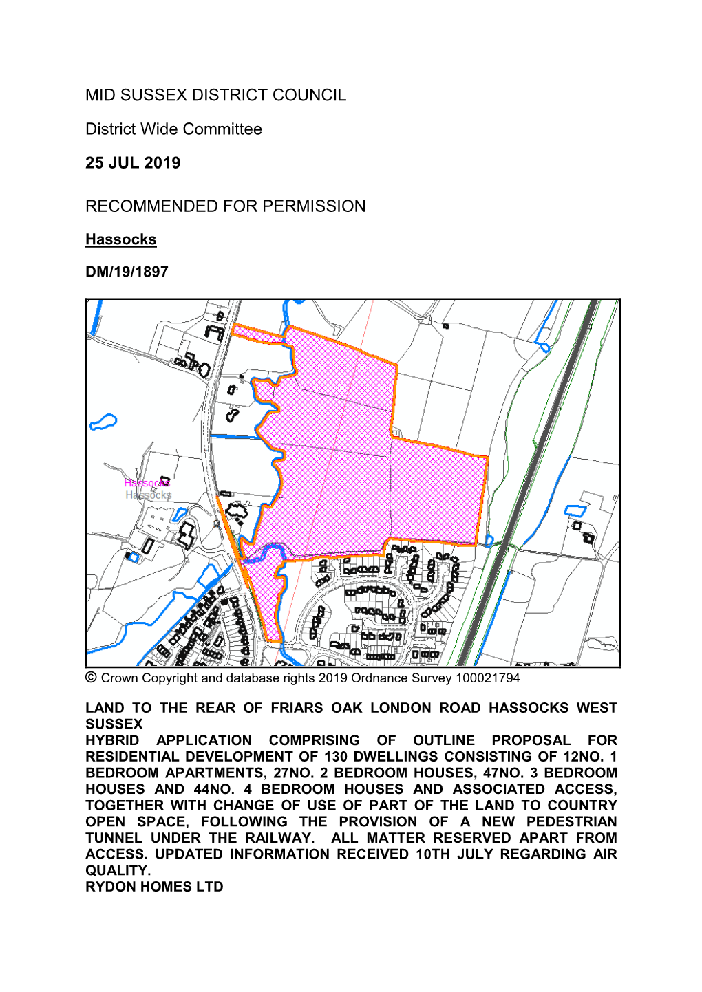 MID SUSSEX DISTRICT COUNCIL District Wide Committee 25 JUL