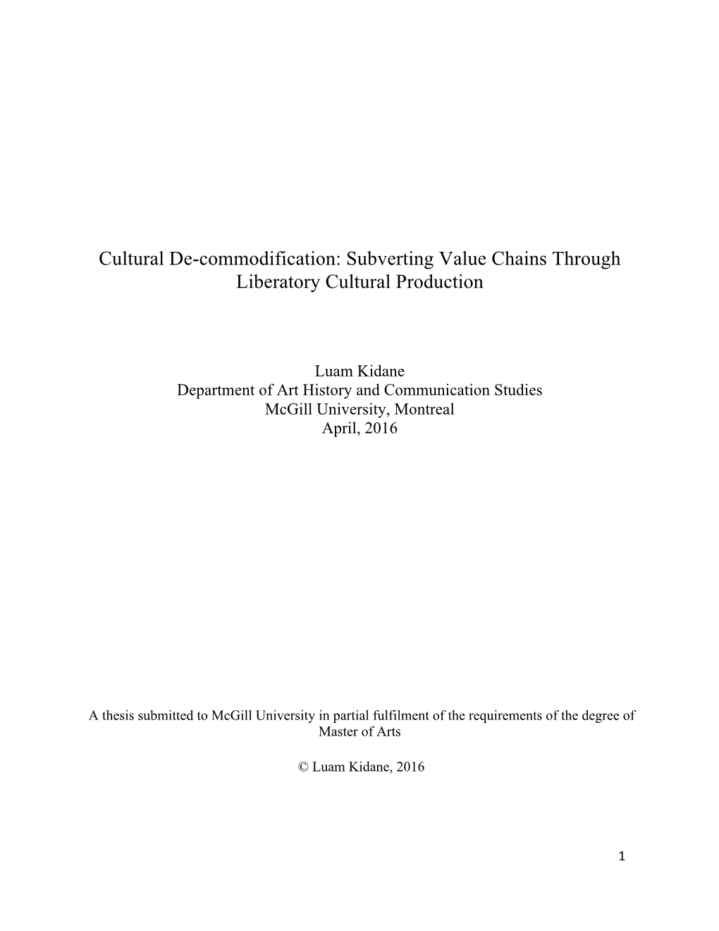 Subverting Value Chains Through Liberatory Cultural Production