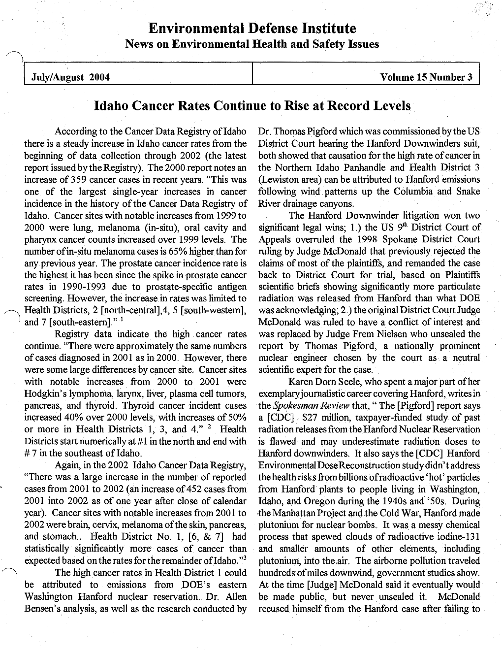 July/August 2004 Newsletter