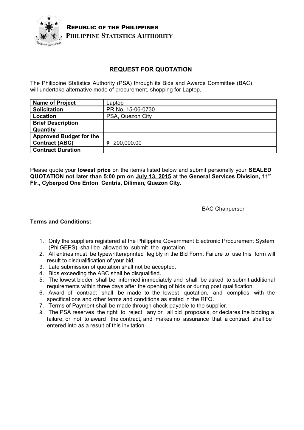 Request for Quotation s18