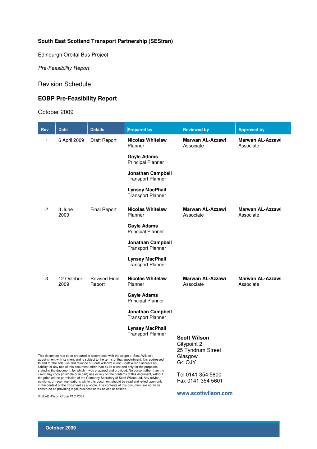 Revision Schedule