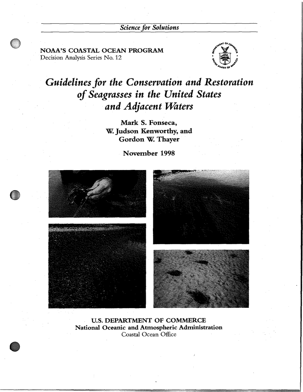 Guidelines for the Conservation and Restoration of Seagrasses in the United States and Adjacent Jimlters