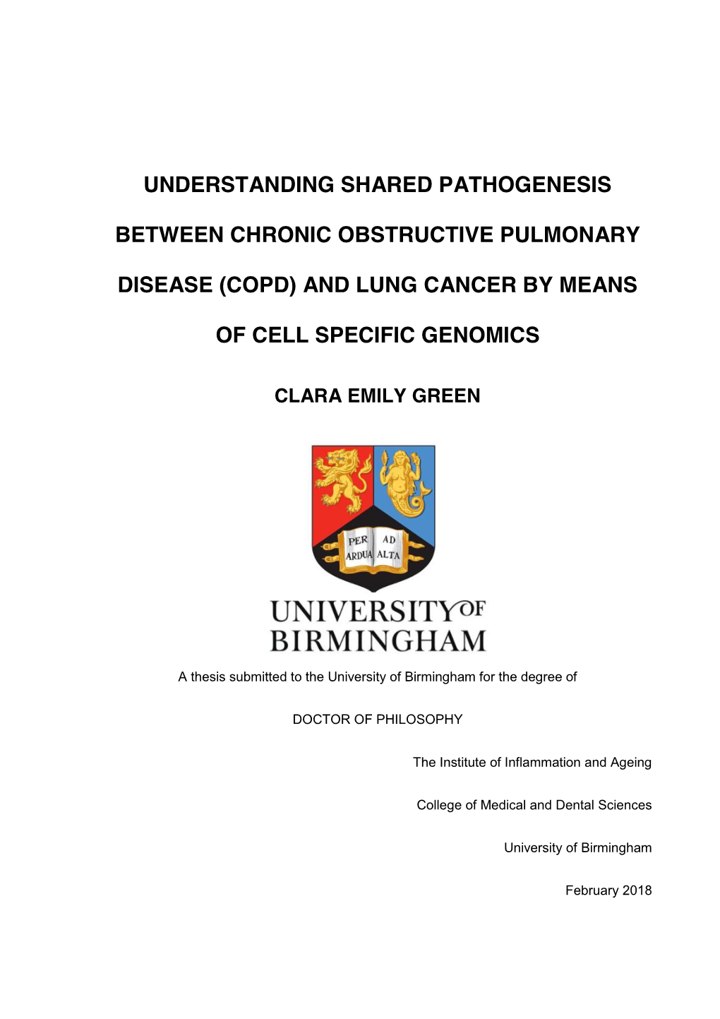 (COPD) and Lung Cancer by Means of Cell Specific