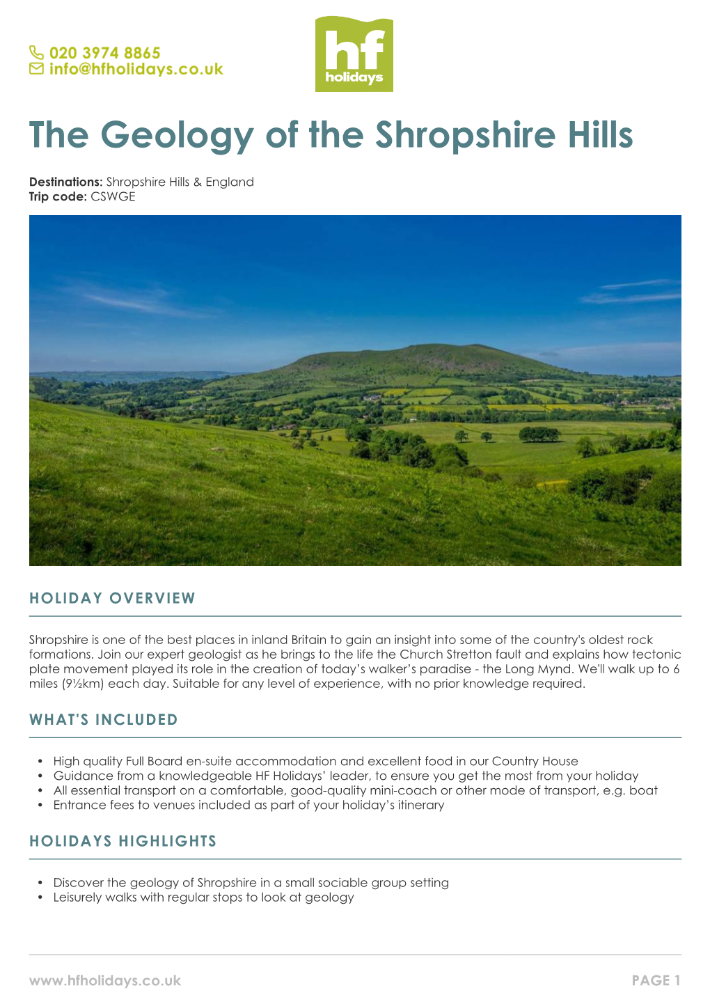 The Geology of the Shropshire Hills