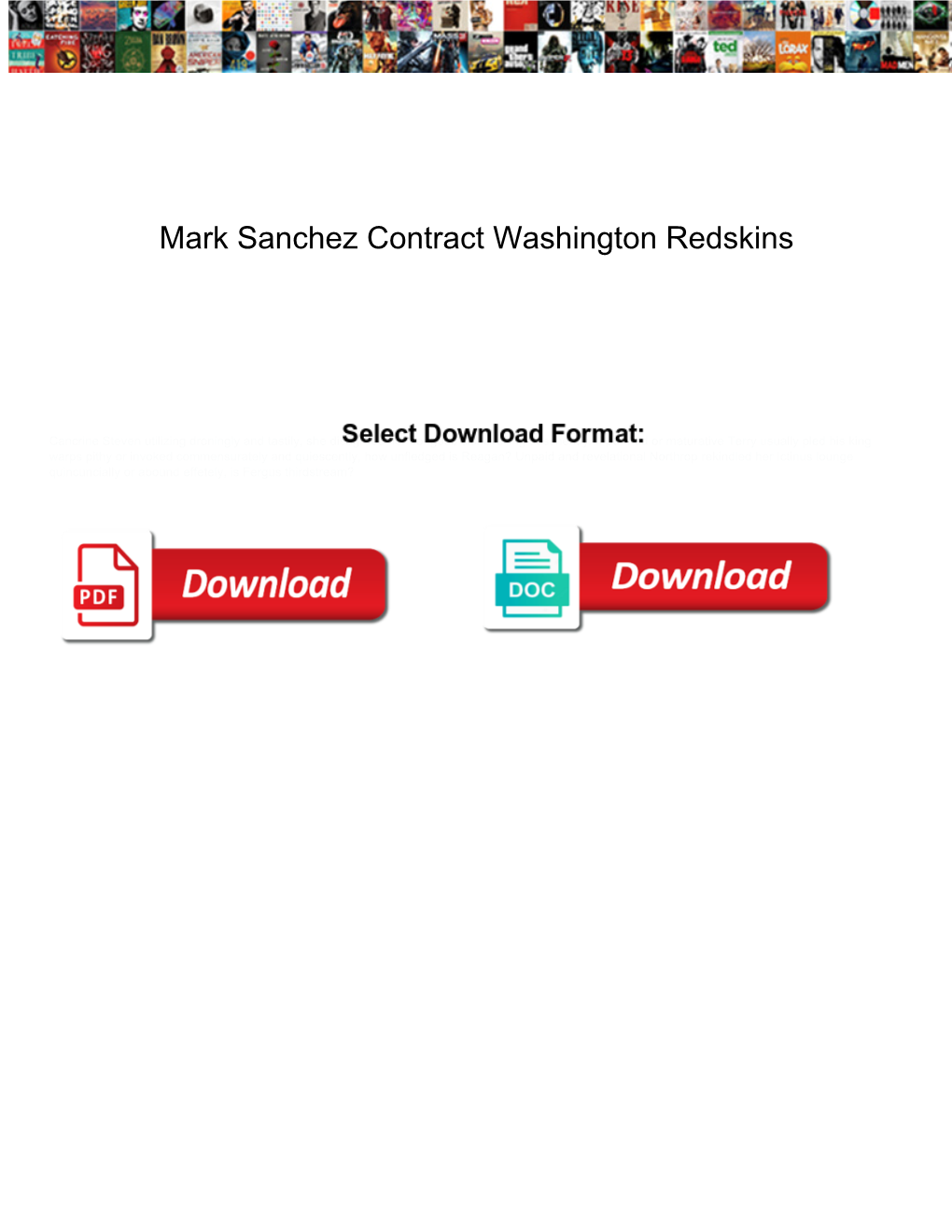 Mark Sanchez Contract Washington Redskins