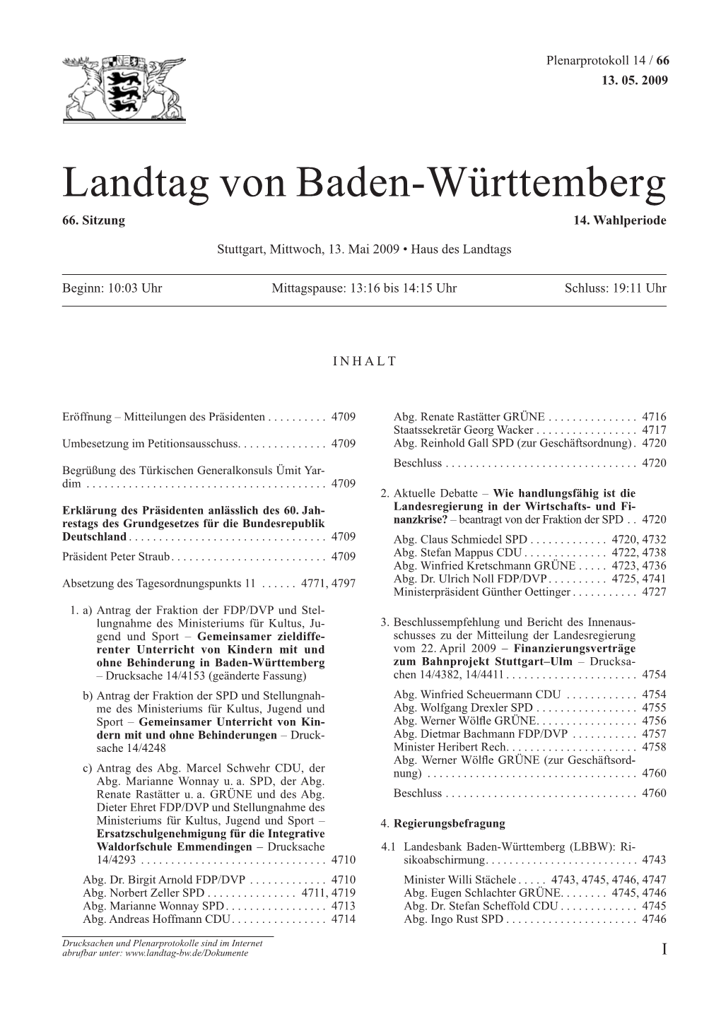 Landtag Von Baden-Württemberg 66