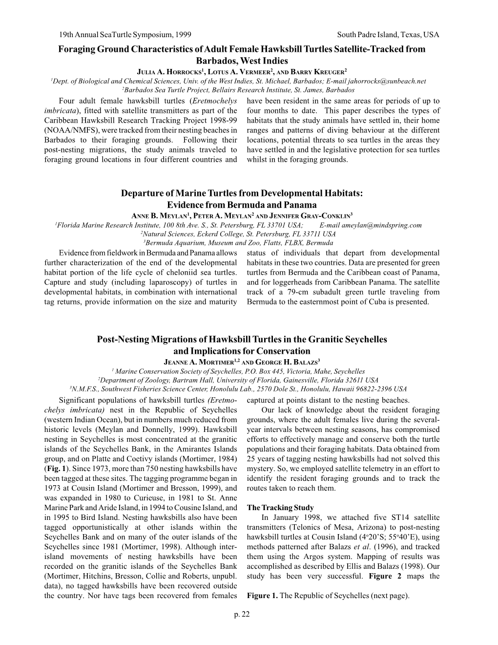 Mortimer and Balazs (2000) Post-Nesting Migrations of Hawksbill