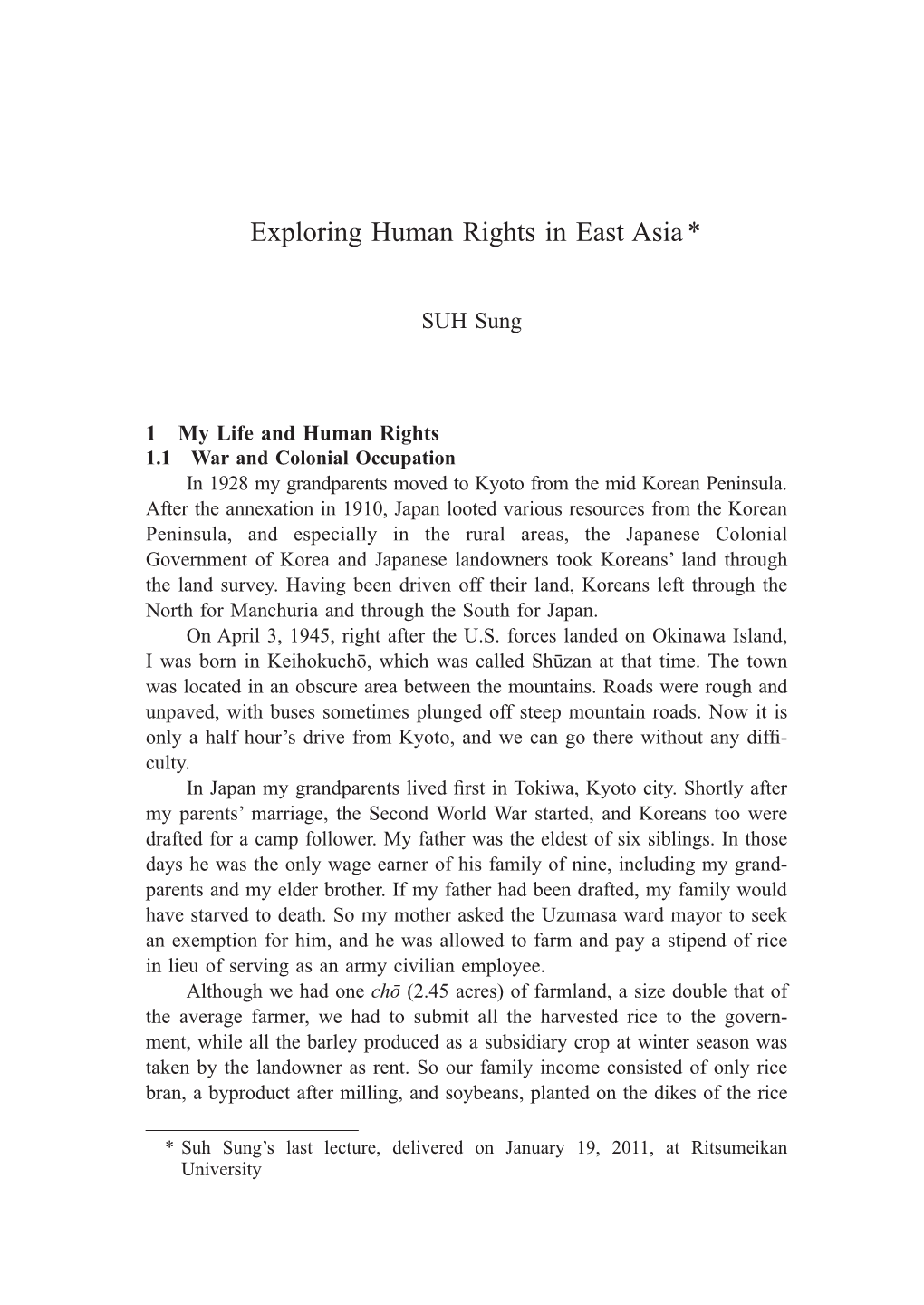 Exploring Human Rights in East Asia *