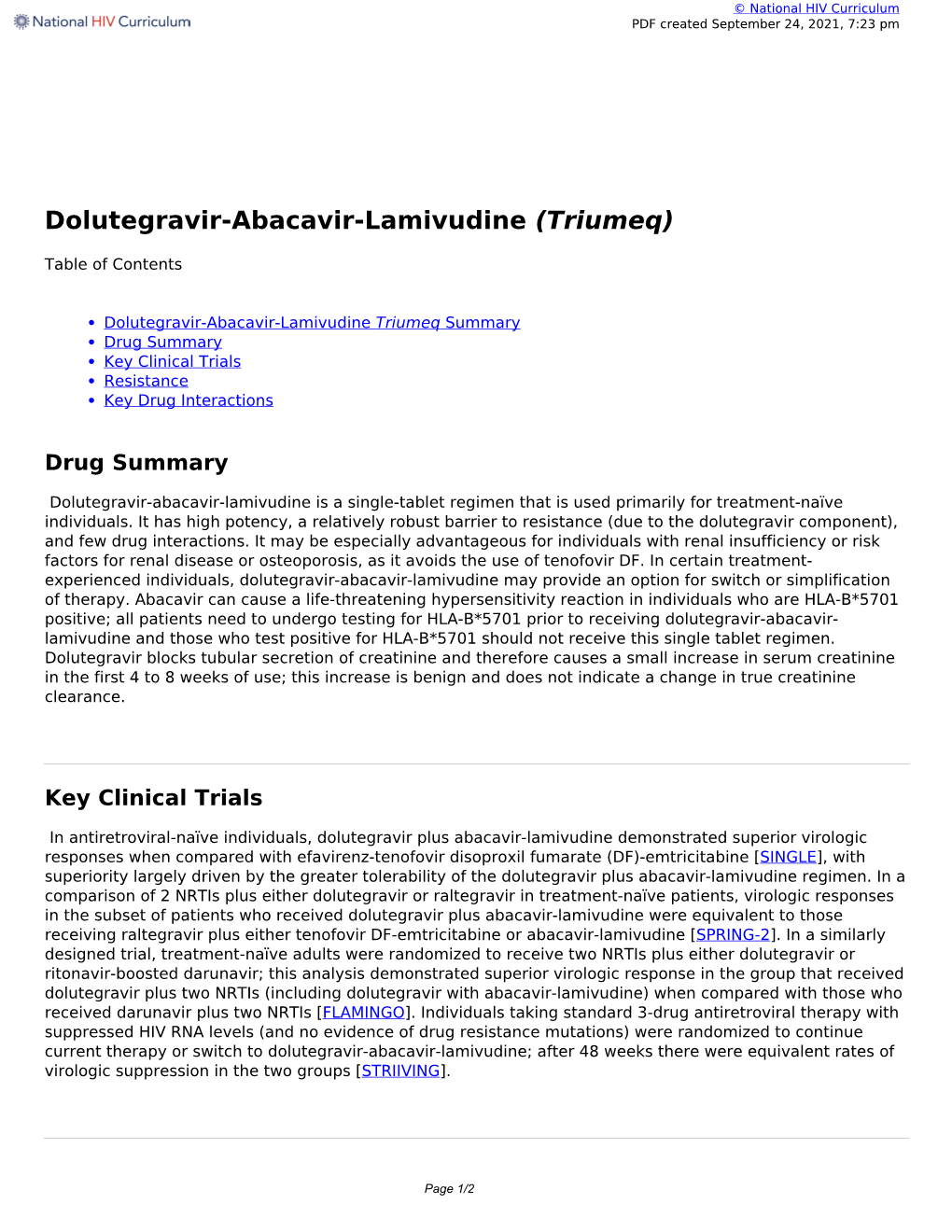 Dolutegravir-Abacavir-Lamivudine (Triumeq)