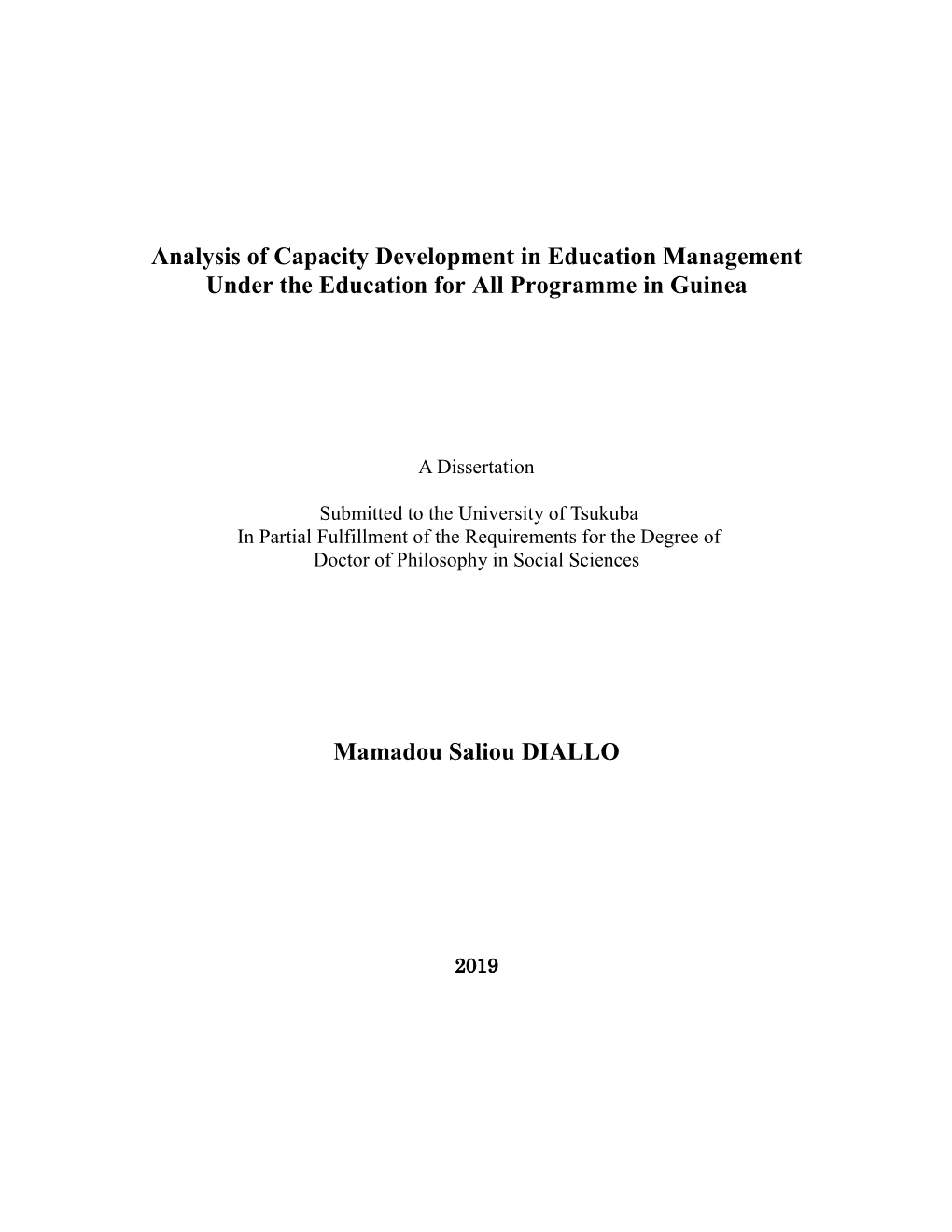 Analysis of Capacity Development in Education Management Under the Education for All Programme in Guinea