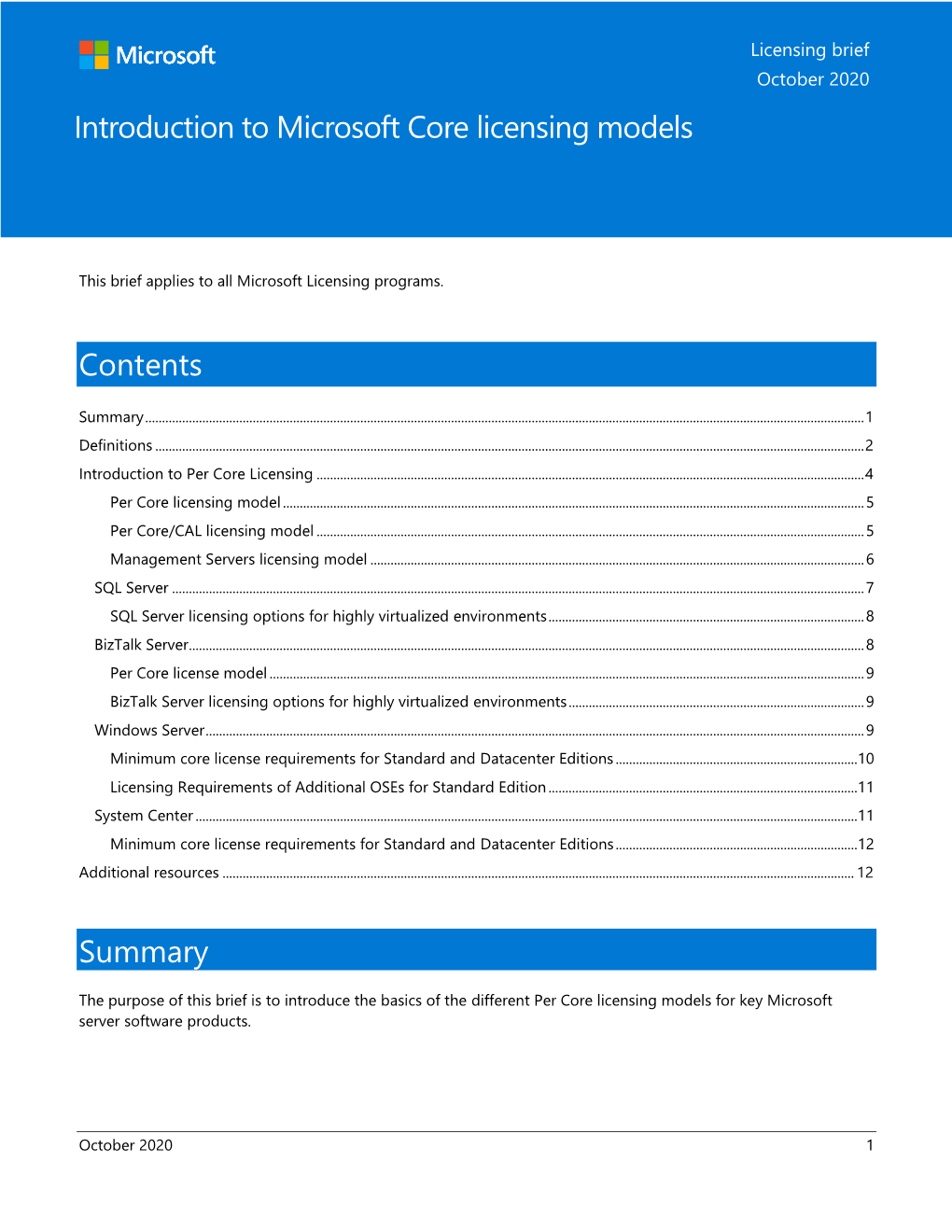 Introduction to Microsoft Core Licensing Models