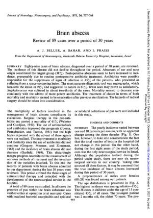 Brain Abscess Review of 89 Cases Over a Period of 30 Years