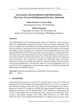 The Case of Central Kalimantan Province, Indonesia