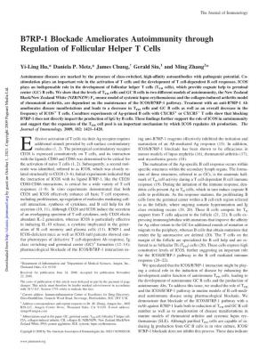 Cells Through Regulation of Follicular Helper T B7RP-1 Blockade