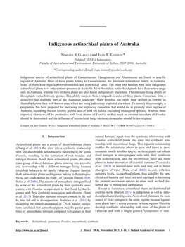 Indigenous Actinorhizal Plants of Australia
