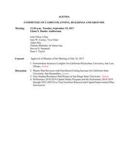 Agenda Committee on Campus Planning, Buildings And