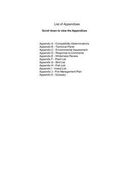 List of Appendices