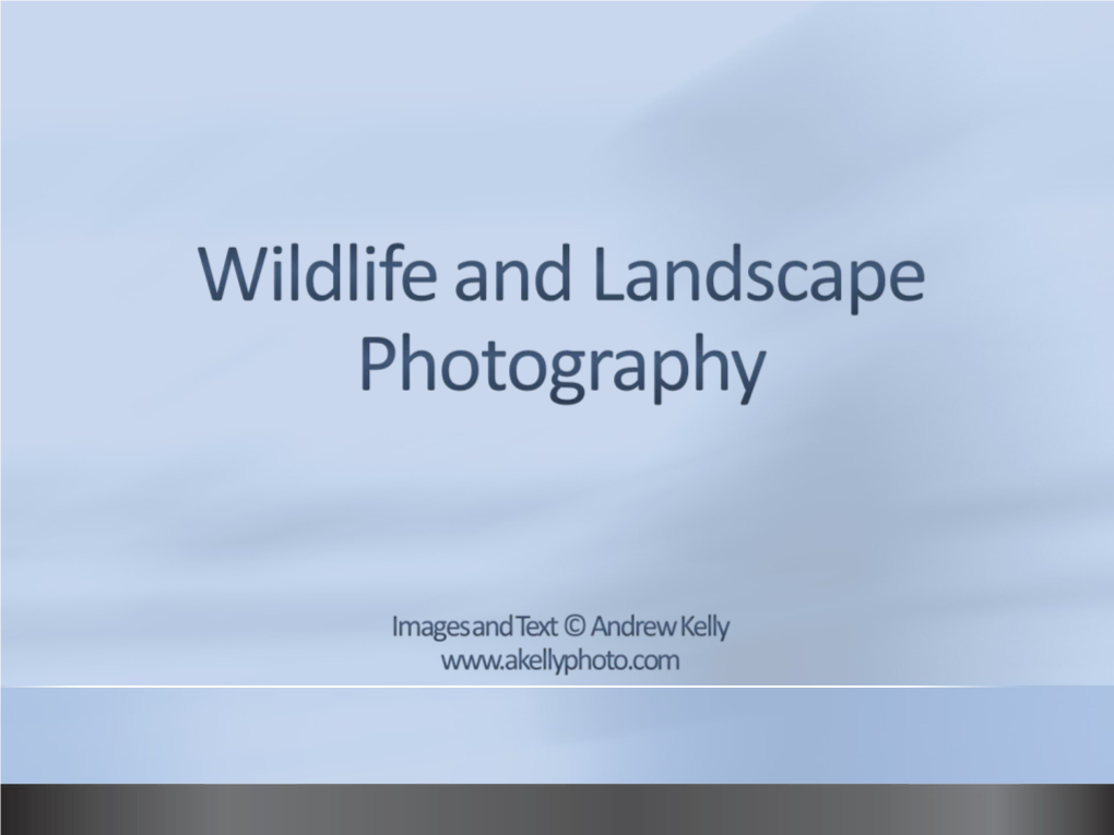 Introduction to Landscape and Wildlife Photography