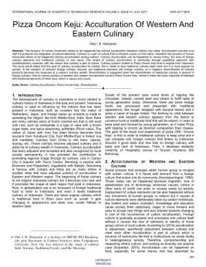 Pizza Oncom Keju: Acculturation of Western and Eastern Culinary