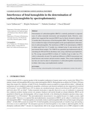 Interference of Fetal Hemoglobin in the Determination of Carboxyhemoglobin by Spectrophotometry
