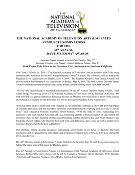 The 46Th Annual Daytime Emmy Awards Nominations