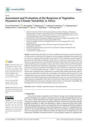 Assessment and Evaluation of the Response of Vegetation Dynamics to Climate Variability in Africa