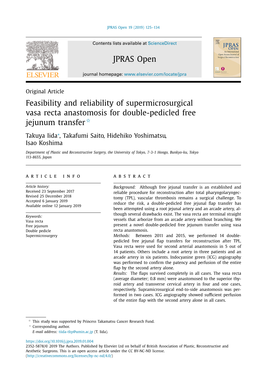 Feasibility and Reliability of Supermicrosurgical Vasa Recta Anastomosis for Double-Pedicled Free Jejunum Transfer