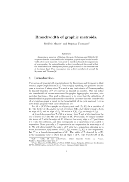 Branchwidth of Graphic Matroids