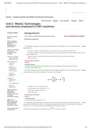 Week2: Technologies and Devices Employed in CNC Machines