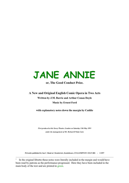 JANE ANNIE Or, the Good Conduct Prize