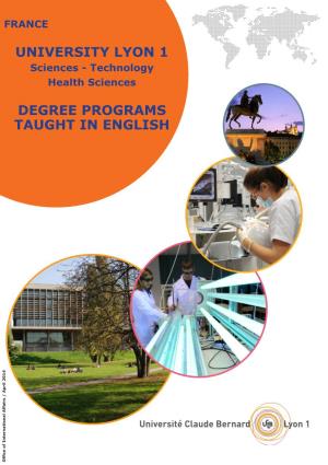 University Lyon 1 Degree Programs Taught in English
