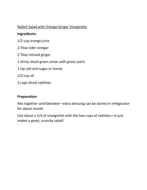 Radish Salad with Orange-Ginger Vinaigrette Ingredients