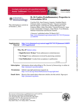 IL-26 Confers Proinflammatory Properties to Extracellular