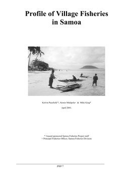 Profile of Village Fisheries in Samoa