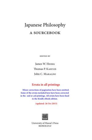 Japanese Philosophy a Sourcebook