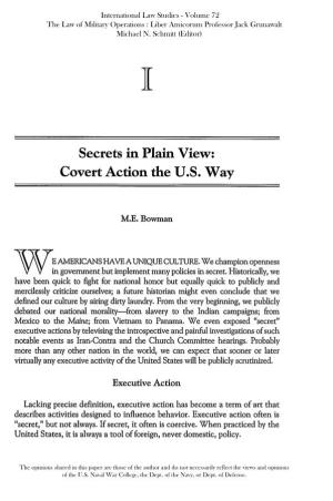 Secrets in Plain View: Covert Action the U.S. Way