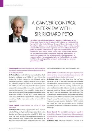 A Cancer Control Interview With: Sir Richard Peto