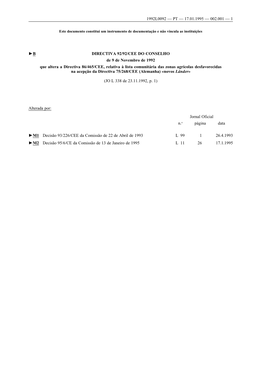 B DIRECTIVA 92/92/CEE DO CONSELHO De 9 De