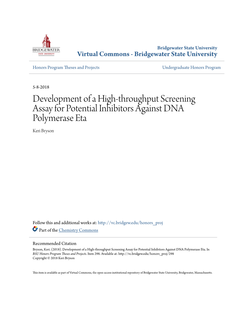 Development Of A High-Throughput Screening Assay For Potential ...