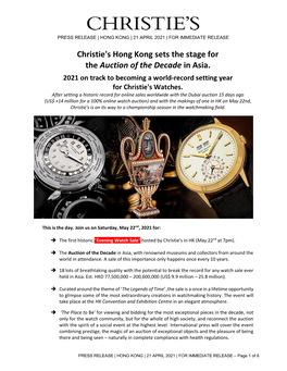 Christie's Hong Kong Sets the Stage for the Auction of the Decade in Asia