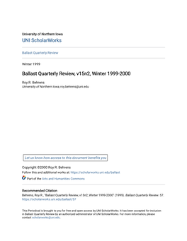 Ballast Quarterly Review, V15n2, Winter 1999-2000