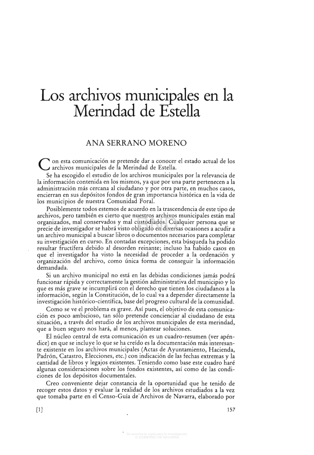 Los Archivos Municipales En La Merindad De Estella