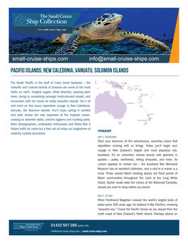 Pacific Islands: New Caledonia, Vanuatu, Solomon Islands