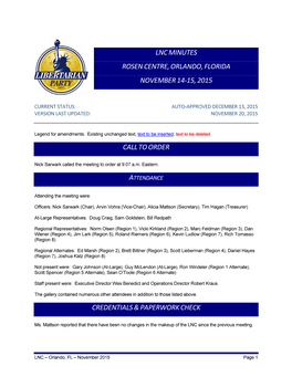 November 14-15, 2015, LNC Meeting Minutes