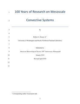100 Years of Research on Mesoscale Convective Systems
