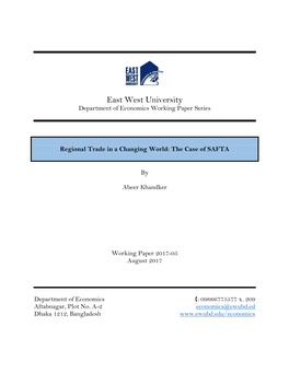 East West University Department of Economics Working Paper Series