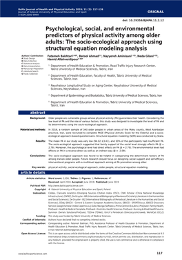 The Socio-Ecological Approach Using Structural Equation Modeling Analysis