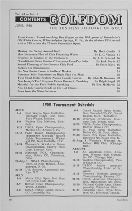 1950 Tournament Schedule